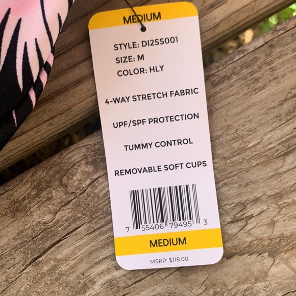 NWT DKNY Tropical Print Hibiscus Palm Swimsuit One Piece Size Medium $118 - Picture 6 of 15